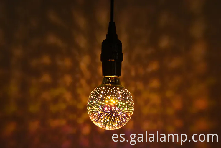 Impresionantes fuegos artificiales 3D liderando la bombilla de Edison para una decoración festiva